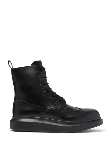 Alexander McQueen Hybrid Leather Lace-Up Boots
